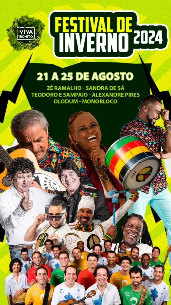 Festival de Inverno de Bonito 2024 confirma datas e prepara programação diversificada