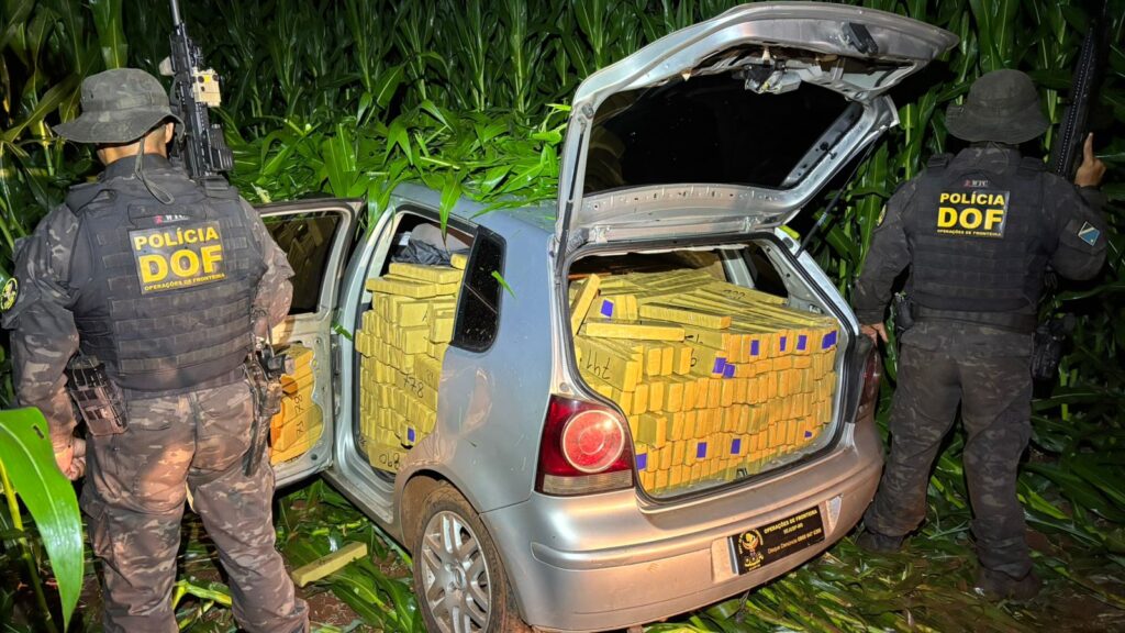 DOF apreende quase uma tonelada de maconha em fundo falso de caminhonete na fronteira