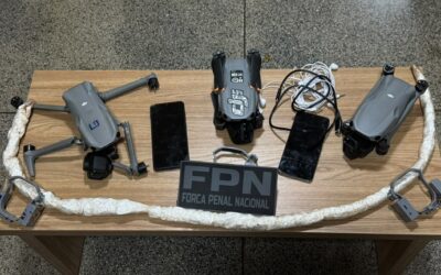 Força Penitenciária Nacional e Polícia Penal de MS apreendem novos drones na Máxima de Campo Grande, totalizando 15 em um mês e reforçando o combate ao crime organizado.